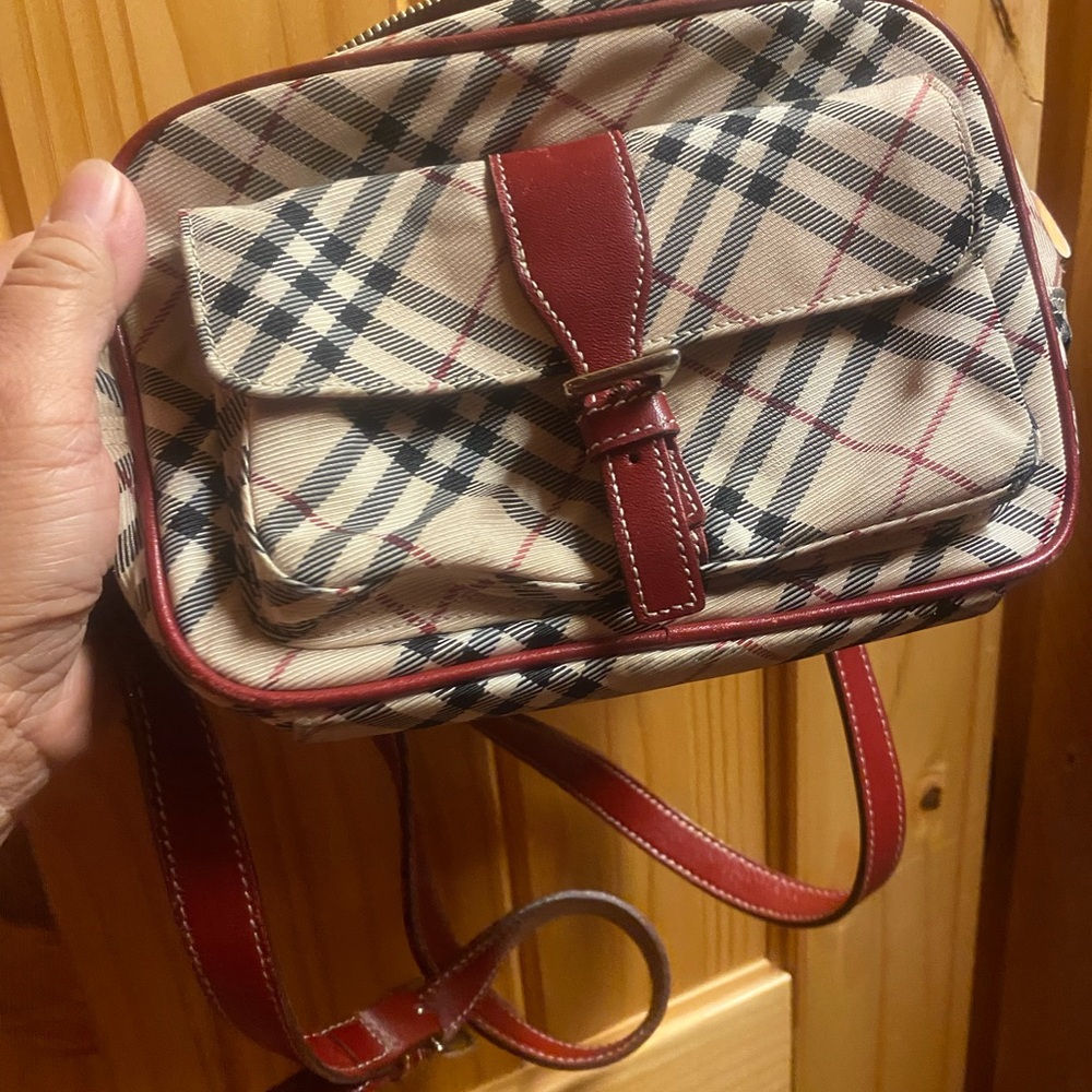 Burberry Beige and Red Checkered Women's Bag